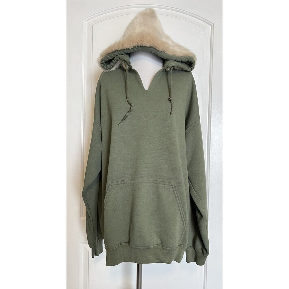 $170 JET John Eshaya Faux Fur Hoodie Hooded Sweatshirt Los Angeles Designer M/L